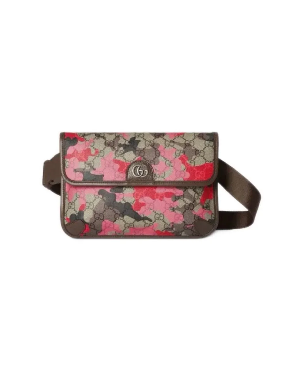 Gucci Marbled GG Monogram Camouflage Small Belt/Crossbody Bag Red Pink Brown 80c
